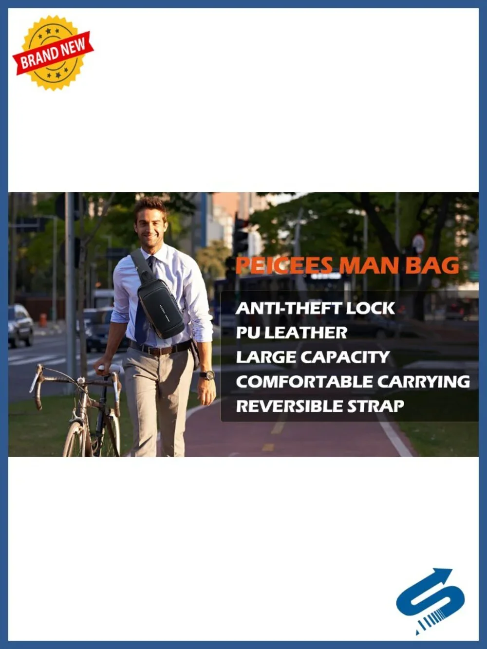 Men's Anti Theft Crossbody Bag with Password Lock USB Charging Water Resistant